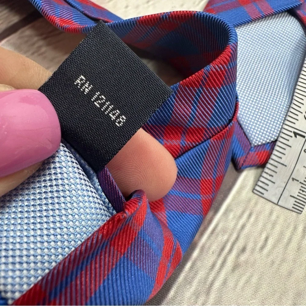 tommy hilfiger Blue and Red Plaid Men's silk Tie